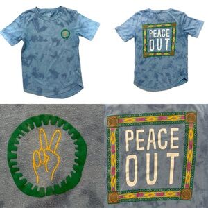 Art Class Blue Toe Dye Peace Out Youth T-Shirt Size M